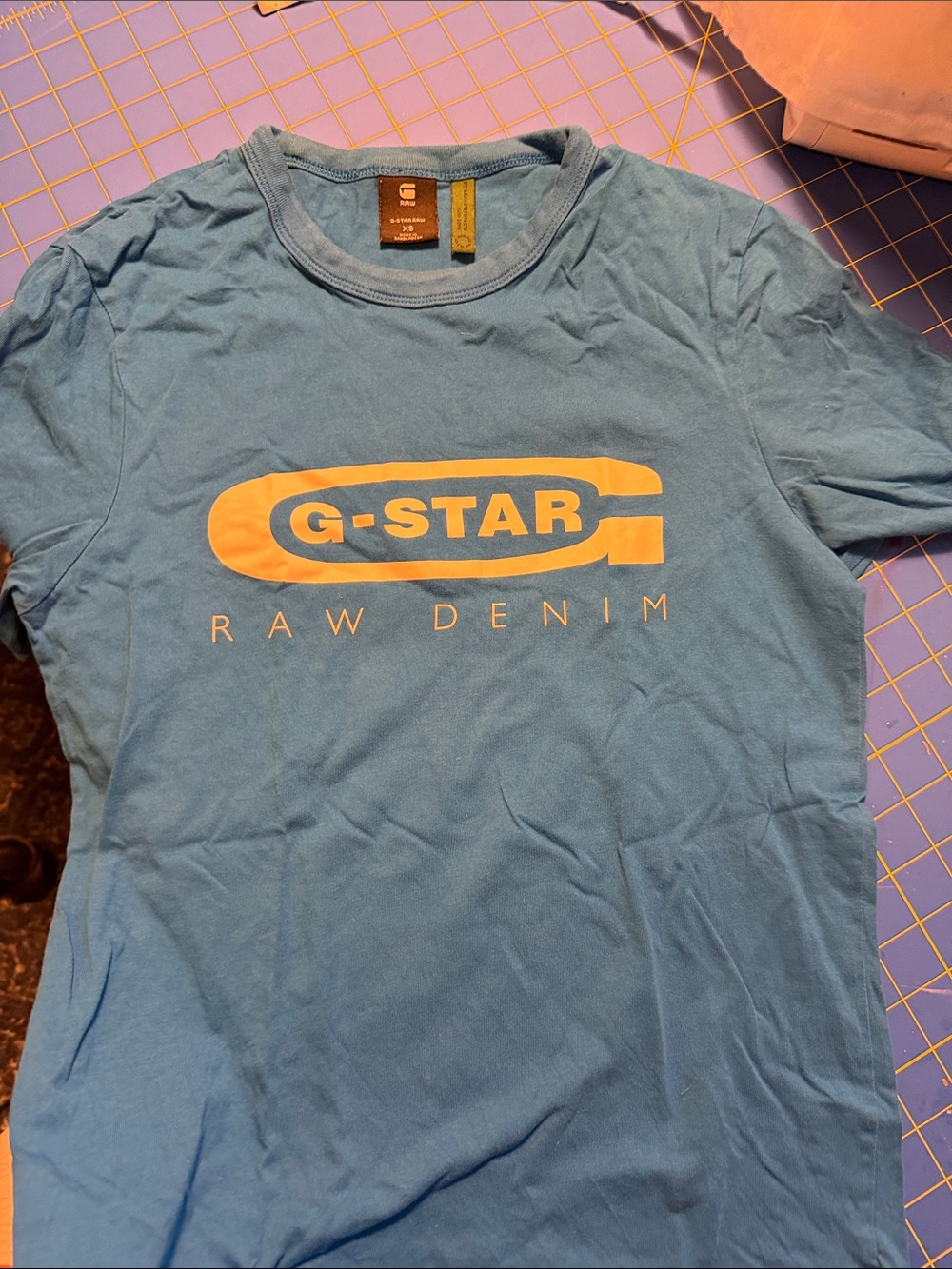 G-Star Short Sleeve Blue Tee with white Logo